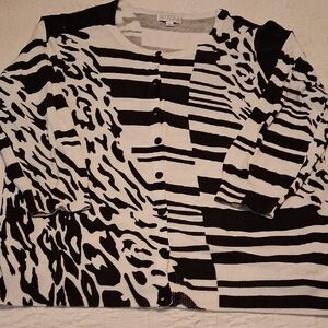 Joseph A. Black and White Animal Print Top/Sweater